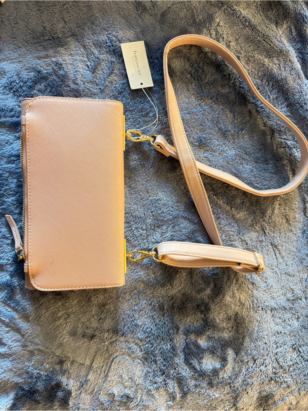 Francesca's Collections Blush Crossbody Wallet with Gold Hardware